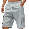 Summer Loose Men's Safari Style Shorts Multi Pockets Casual Loose Fit Straight Elastic Waist Beach Shorts