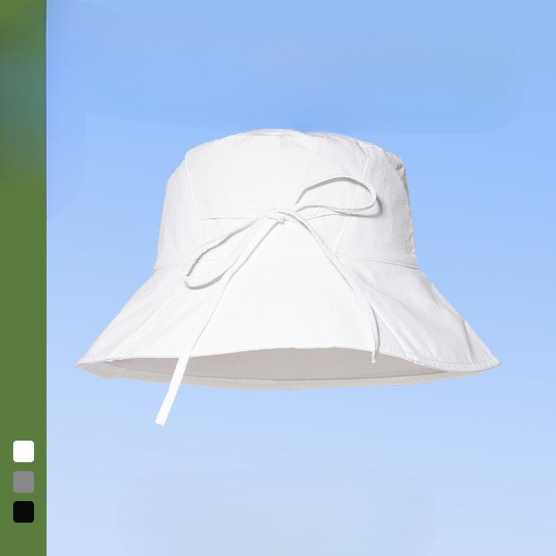 Quick Drying Bow Fisherman Hat Girl Summer Sun Protection Pot Hat Big Hat Brim Showing Face Small Travel Beach Hat