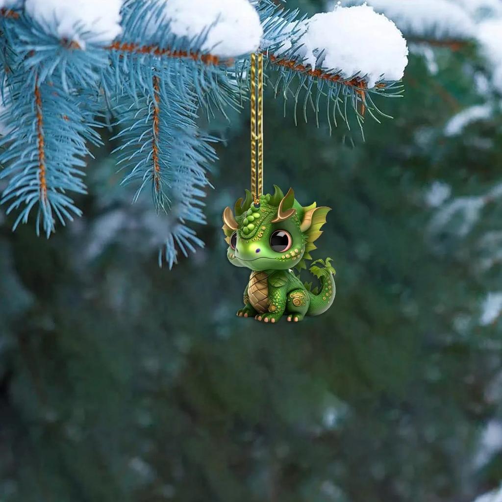 Christmas Ornament 1PC Acrylic Decoration Dinosaur Pendant Small Tree Decor For Holiday Season Car Rearview Home Decor