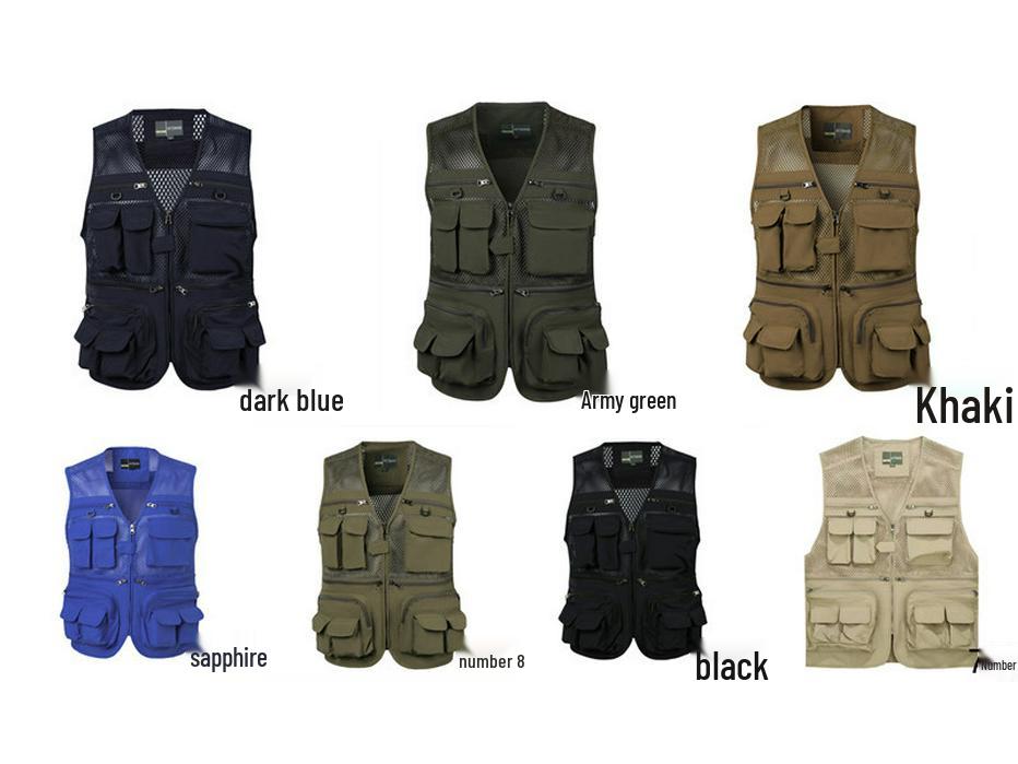 Summer Mesh Vest for Middle-Aged and Elderly Men - Multi-Pocket Sleeveless Fishing & Photographer Jacket