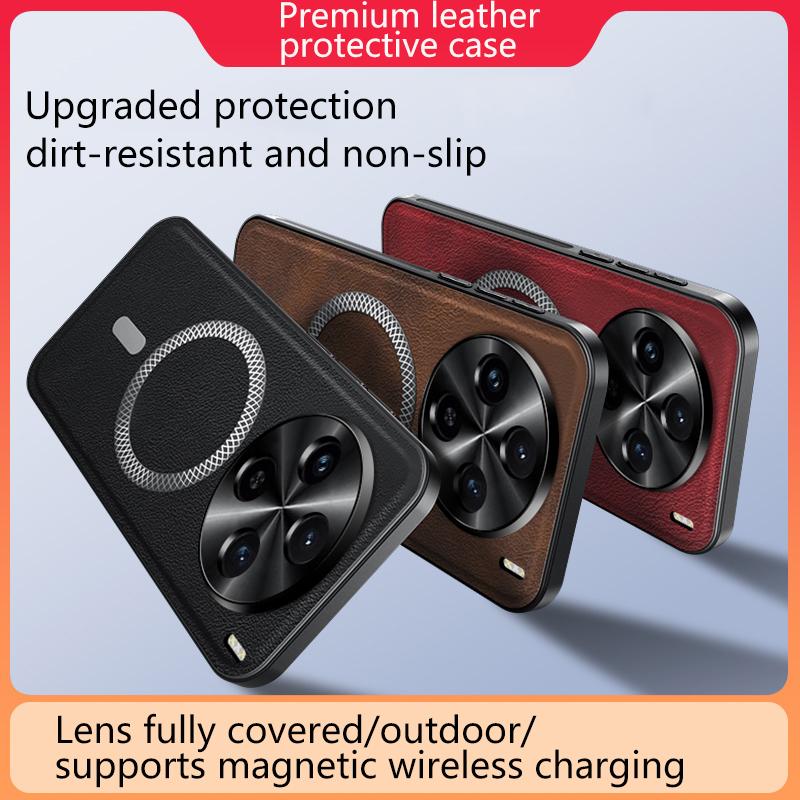 For Vivo X200S Case Magnetic Elegant Leather Wear-Resistant Lens Fully Covered Non-Slip Grip Edge Cover Shell