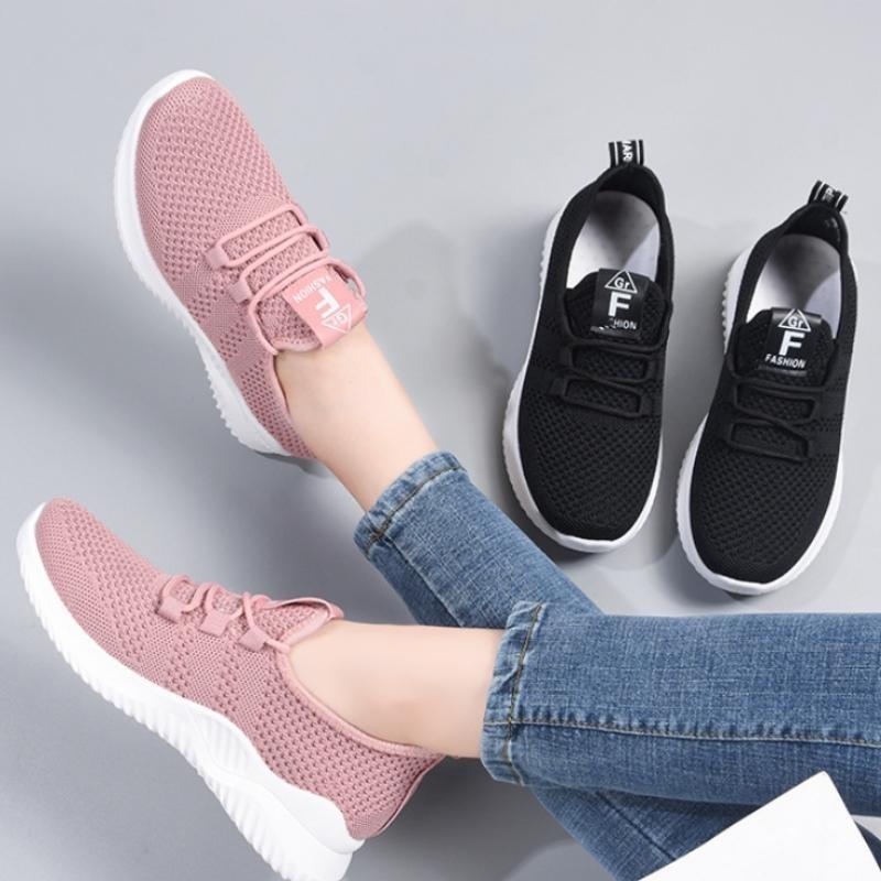 Women Breathable Soft Sole Comfort Casual Fashion Flying Trend Running Sneakers Lightweight Slip On Shoes