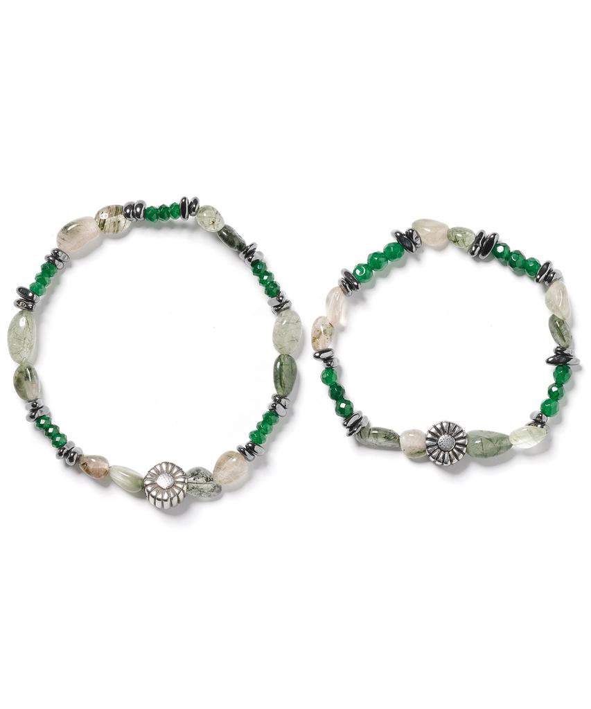 Polalita Sunflower Green Asymmetrical Stone Mix Bracelet (Plt-Br-024_Gn)