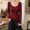 Six Wool, Solid Color U-neck Sweater Women's 2025 Winter New Design Sense Slim-fitting Versatile Warm Knitted Sweater