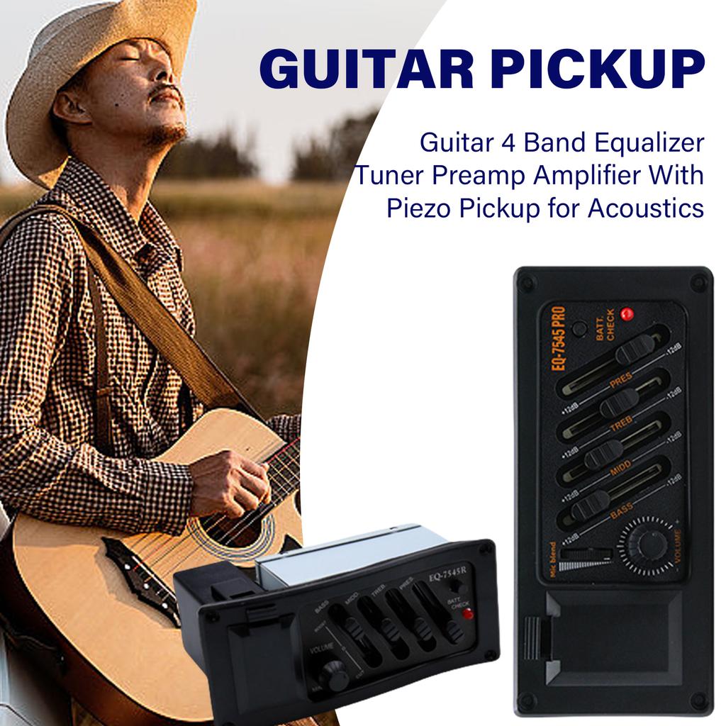 Guitar Amplifier Equalizer Preamp Pickup Tuner Volumes Control Pickup 4 Bands Acoustic Guitar Preamplifier Equalizer