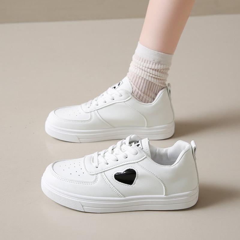 Flat-bottomed fashion little white shoes spring new love casual single shoes student lace-up women's board shoes