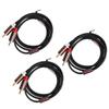 3Pcs Audio Cable 3.5mm To 2RCA Cable Oxygen Free Copper Black Aluminium Alloy Shell for Phone Tablet