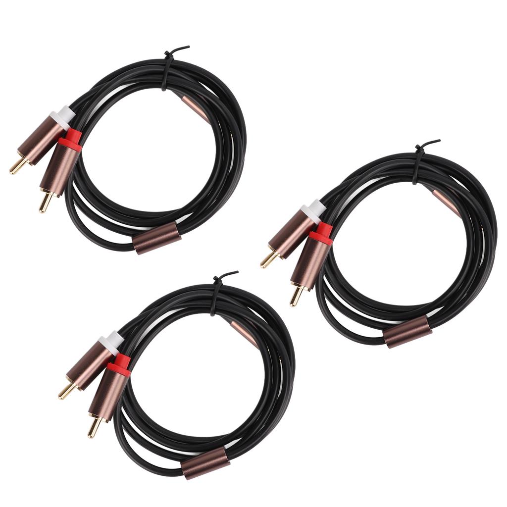 3Pcs Audio Cable 3.5mm To 2RCA Cable Oxygen Free Copper Black Aluminium Alloy Shell for Phone Tablet