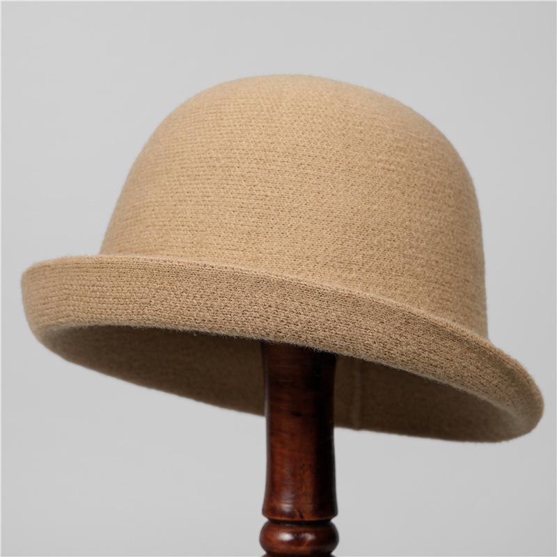 New Crimped Bucket Hat Women's Autumn and Winter Simple Fashion Bucket Hat Temperament Versatile Short Brim Top Hat