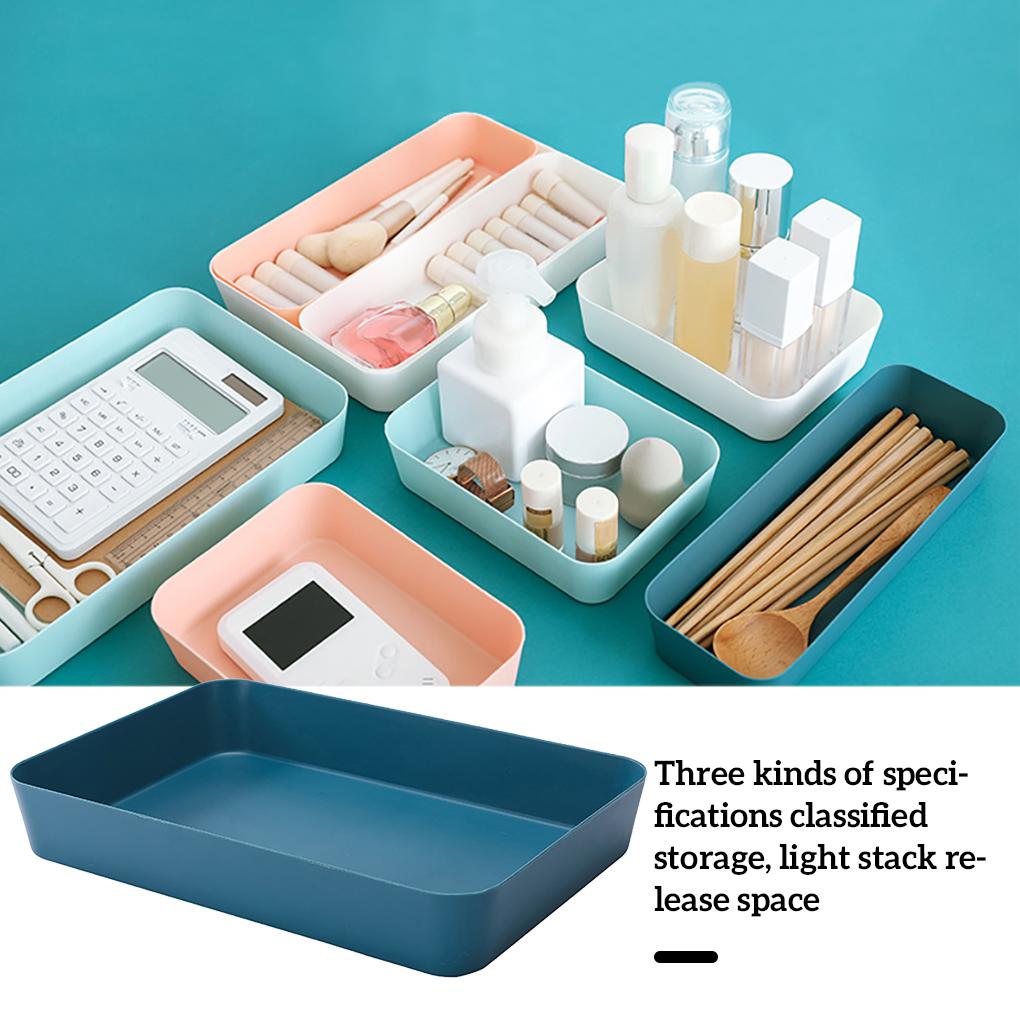 Storage Box Rectangular Plastic Desktop Drawer Cosmetic Case Stationery Organizer Socks Container