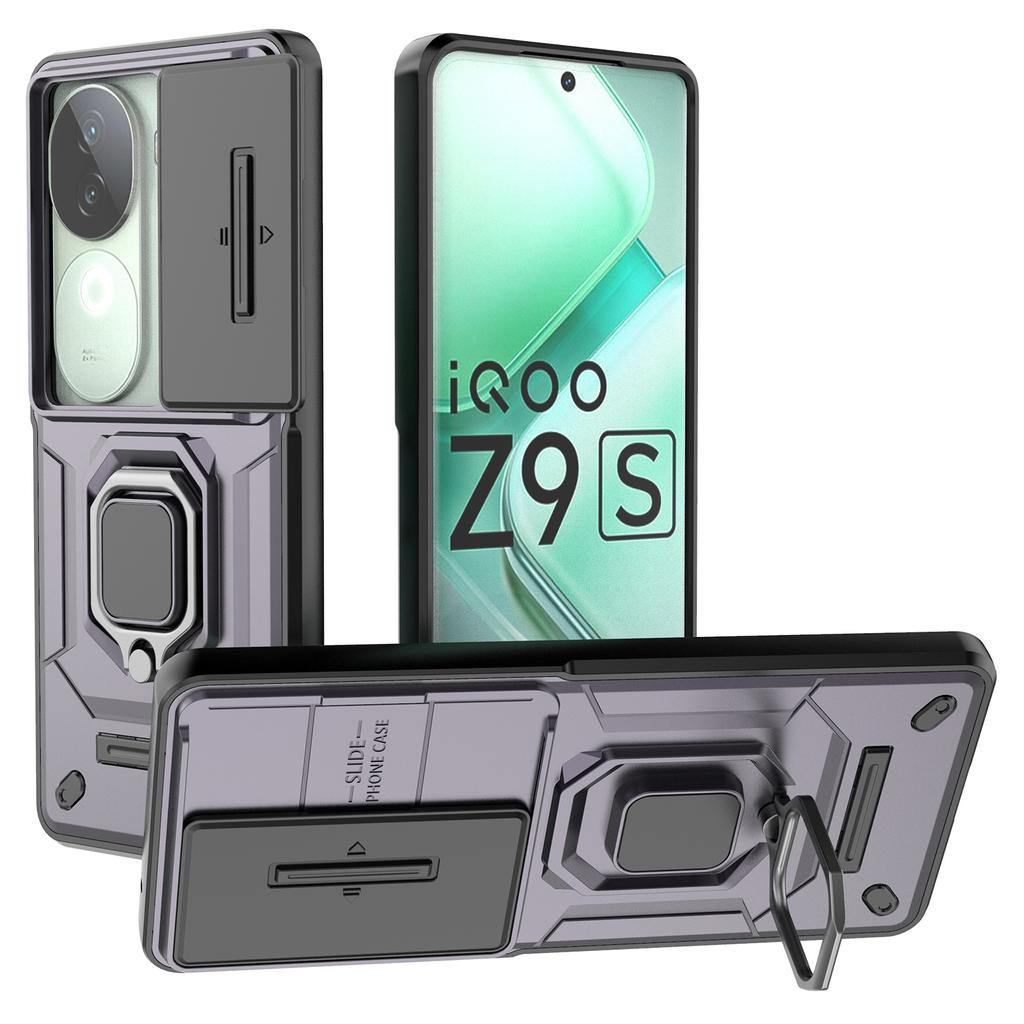For Vivo iQOO Z9s 5G Case PC+TPU Kickstand Phone Protector with Lens Cover