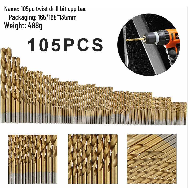 

Набор титановых спиральных сверл из 105 штук, HSS 4241, для металла и деревообработки