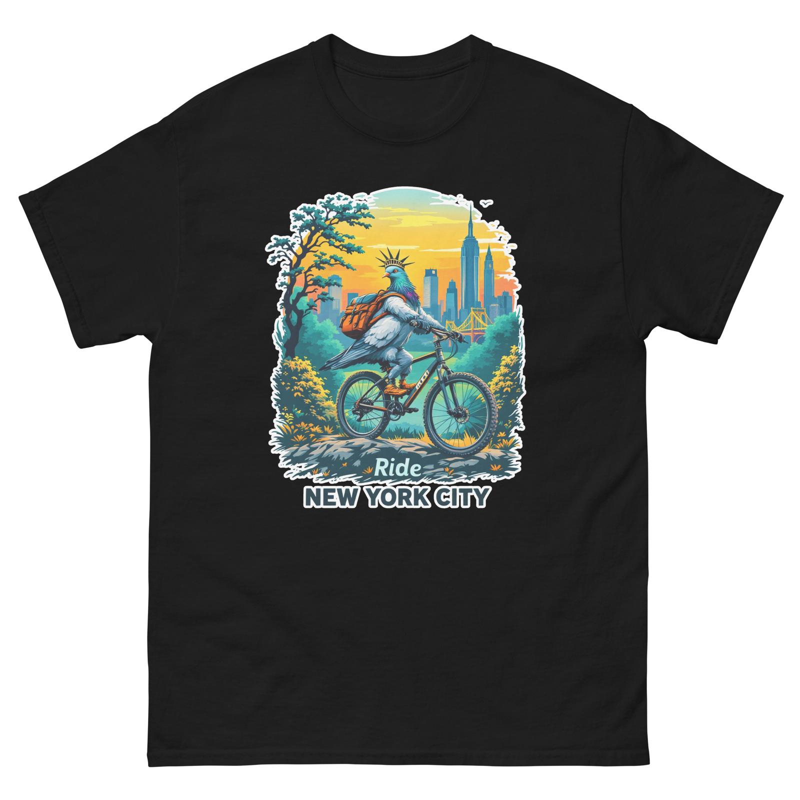 Ride New York City Pidgeon Fun USA Bike Cycling Animal T-Shirt XL