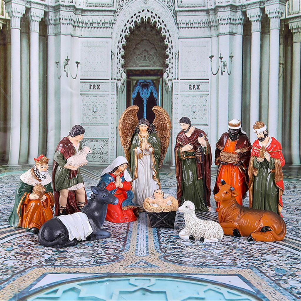 10cm Nativity Scene Holy Family Figurines Statue Set for Christmas Indoor Tabletop Decoration and Religious Gift Giving