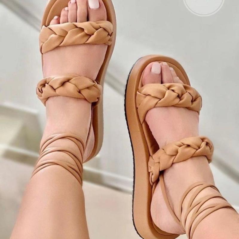 Fashion Woman Gladiator Sandals Ladies Wedge Shoes Female Lace Up Platform Shoes Women Cross Straps Shoes Thick Bottom Sandals