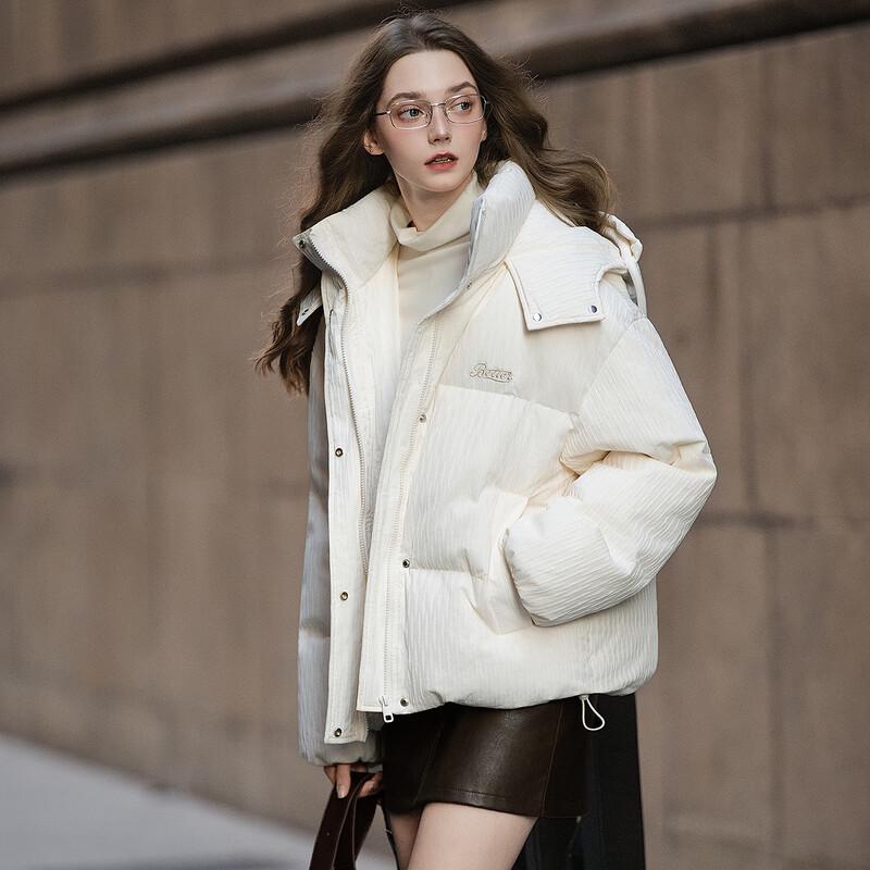 TonLion Women's Hooded Textured Short Down Jacket