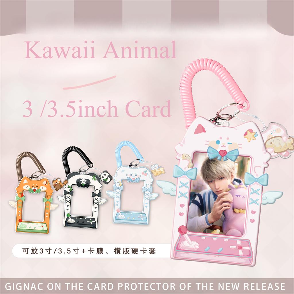 Cute Animals Card PC Holders Cartoon 3inch Idol Photcards Protective Sleeves ID Cards Badge Cover Kawaii Bag Keychain Pendant