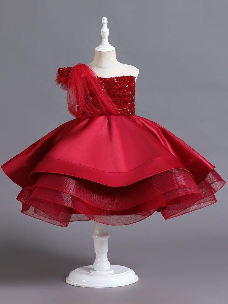 Princess Dress for Girls - Puffy Sequined Birthday, Performance, and Evening Wear