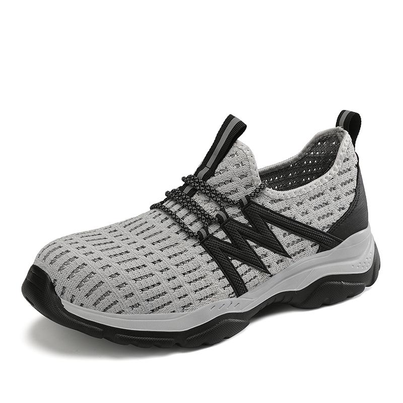 Men Work  Boots Non-Slip Puncture Kevlar Bottom Fashion  Shoes Waterproof Steel Toe Boots 7773 Black/Grey Size 39-46