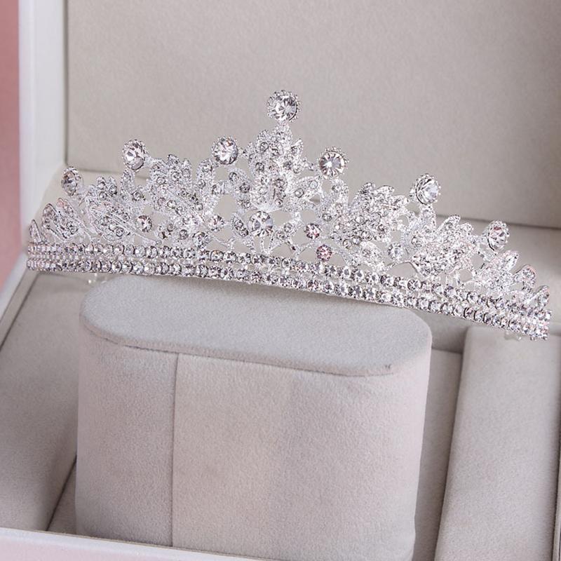 Hochzeit Haar Tiara Kristall Braut Tiara Krone Silber Farbe Diadem Schleier Tiaras Hochzeit Haarschmuck Kopfschmuck Kopfschmuck