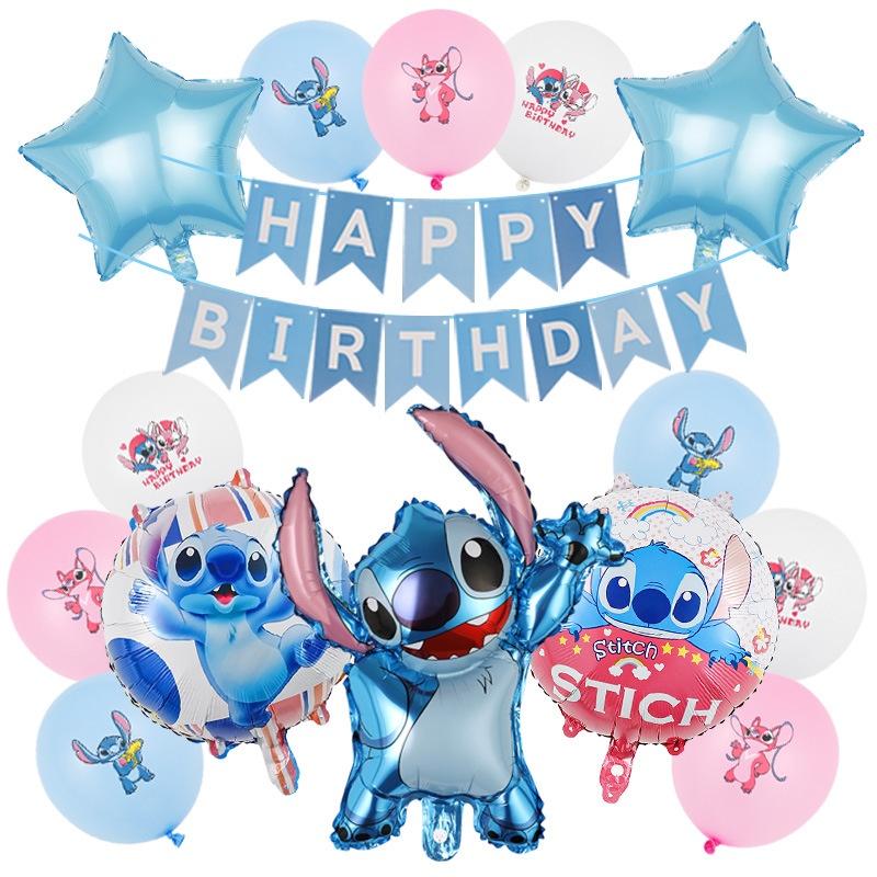 Uroczy różowy zestaw balonów aluminiowych z ściegiem, dekoracja urodzinowa dla dziecka w przestrzeni międzygwiezdnej