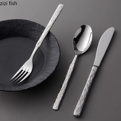Stone Pattern Handle 304 Stainless Steel Dinnerware Set Main Knife Main Fork Main Spoon Dessert Spoon Fruit Fork Kitchen Tools