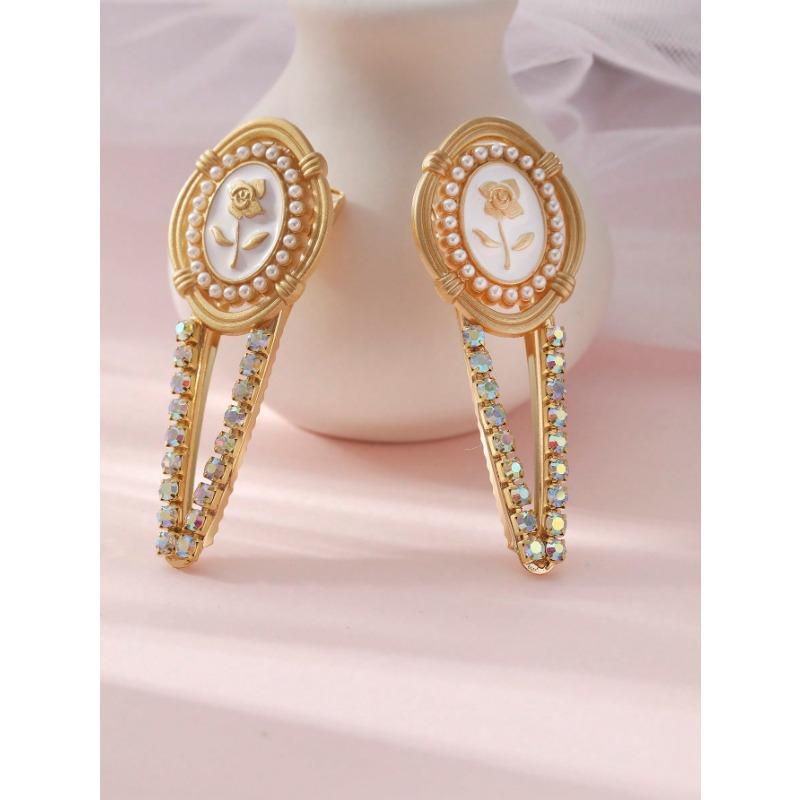 2pcs Rhinestone Decor Hair Clip Elegant Valentine's Day Valentines Claw Clips Hair Claws Hair Barrettes