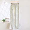 2026 Spring/Summer Women's Sleeper Pants 100% Cotton Gauze with Floral Pattern Grid Gauze Pants Thin Home Pants Bottoms Womens
