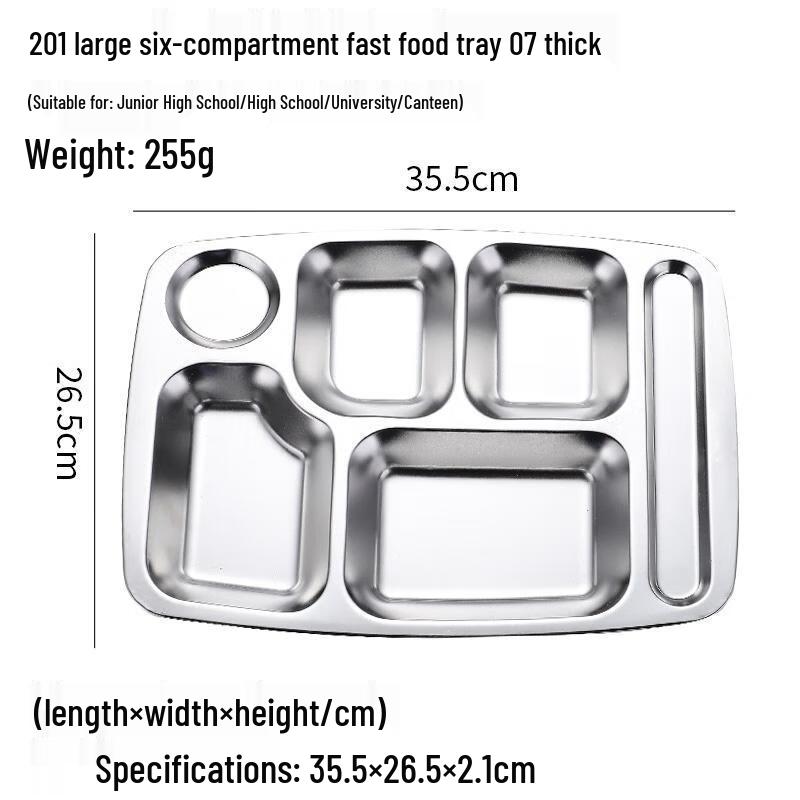 HANDUNYOU 304 Stainless Steel Divided Fast Food Tray