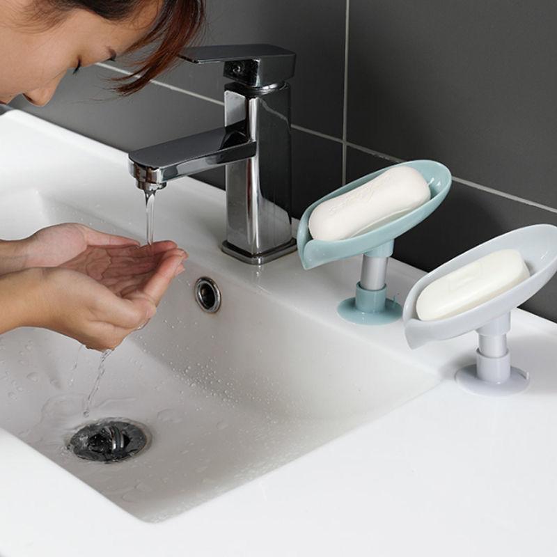 2 Pcs Leaf Shaped Soap Holder Shower Soap Shelf Free Punching Soap Box Home Does Not Accumulate Water Bathroom Supplies