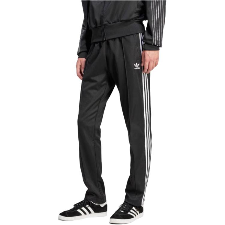 Adidas Beckenbauer Side Stripe Logo Print Knit Sports Pants Men Bottoms Classic-Black ll5764