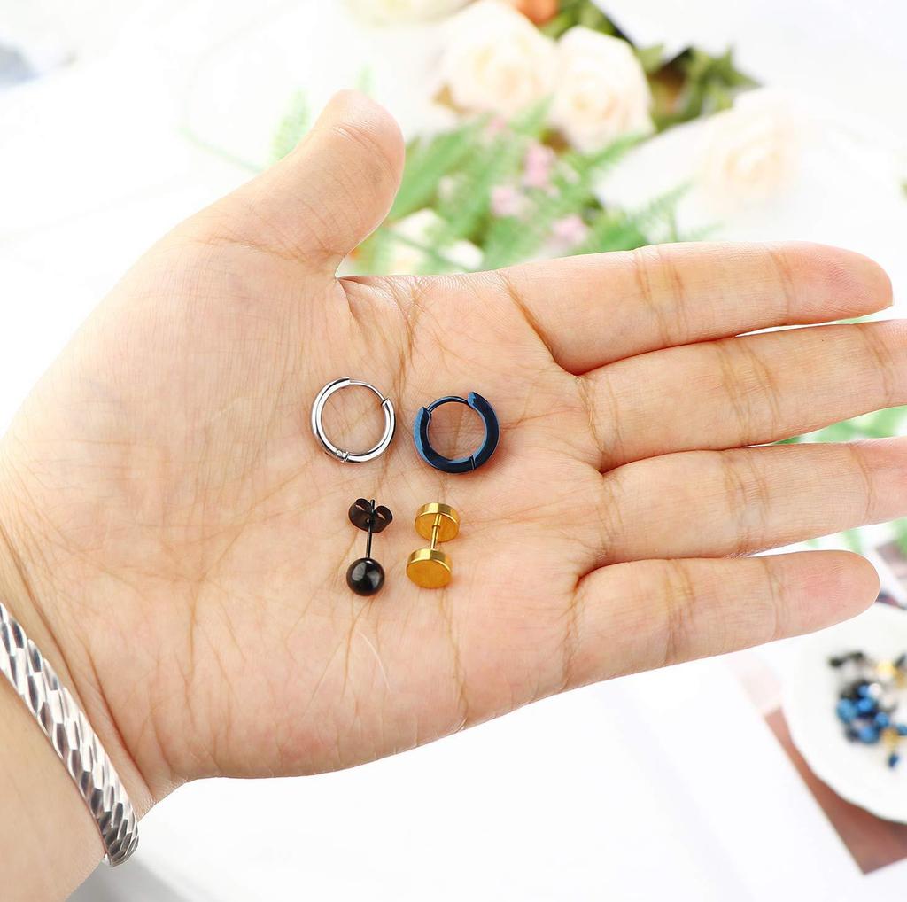 16-Piece Fashion Earring Set: Cross-Border Hot-Selling Double-Sided, Simple Barbell, Round, and Coil Studs