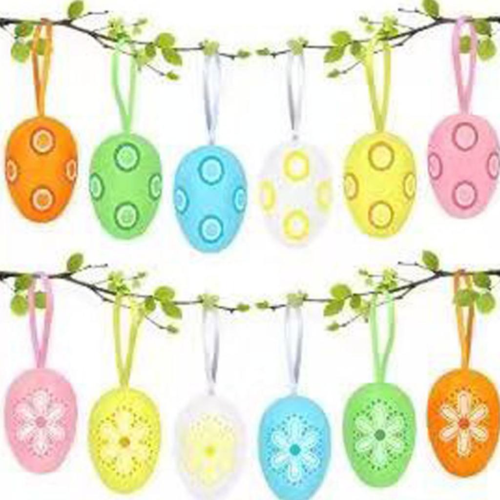 Personalized Easter Crafts Artistic Painting Easter Eggs Set Tree Hanging Pendants Easter Decorations Plastic