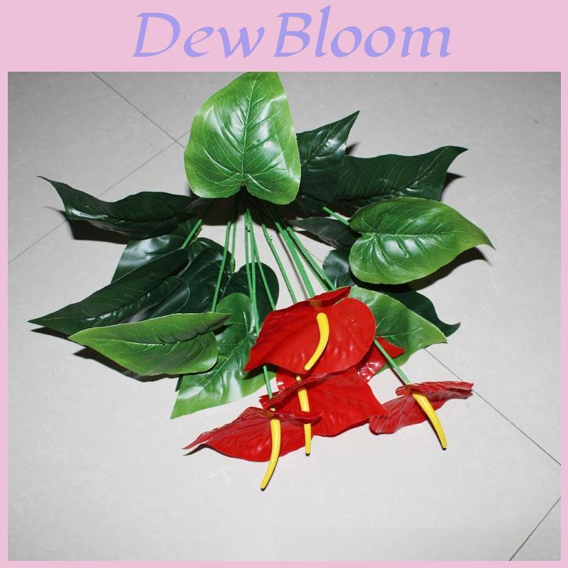 Anthurium Andraeanum Linden Artificial Plant With Silk Flowers For Home Decor And Tabletop Display