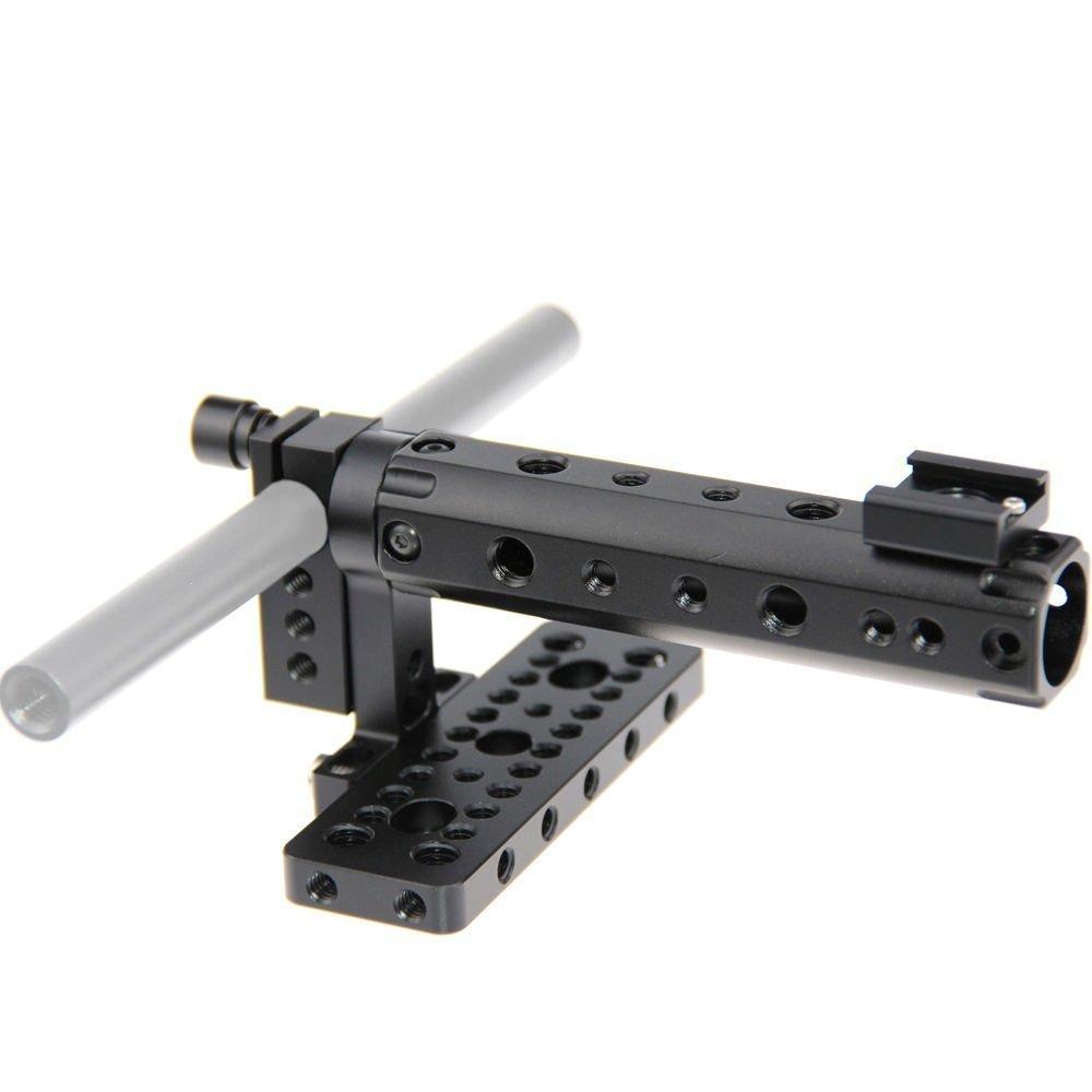 CAMVATE Top Handle Grip for Black Magic Photography BMCC, 1/4" 3/8" M515mm Rod Clamp, Cheese Plate, and Hot Shoe