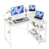CubiCubi Desk Computer Desk PC Desk Width 110cm Gaming Desk Desk Desk Work Desk Storage Desk with Rack Corner Desk Telework Home Work White Right