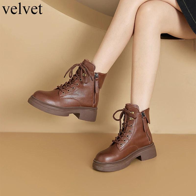 Fashion Boots Women's Spring Autumn Retro Womens Leather Shoes with Double-sided Zippers Platform Casual Shoes Soft Soled Leather Boots