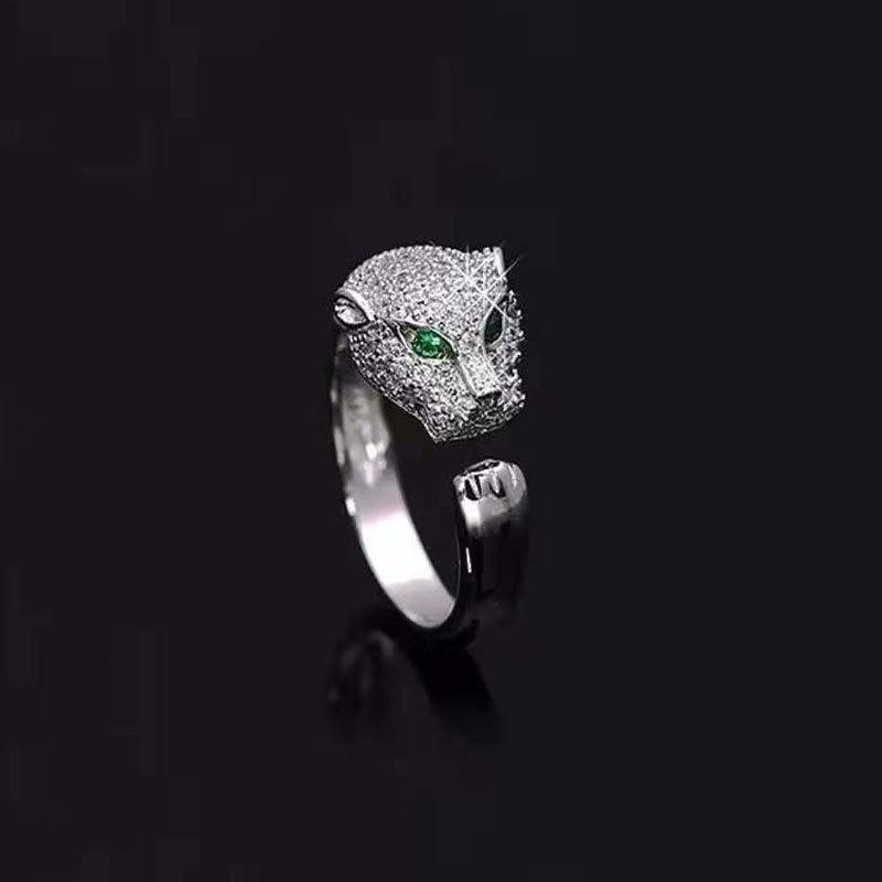 Leopard Head Open Ring Ring for Men and Women, Exaggerated Index Finger Ring, Cheetah Ring