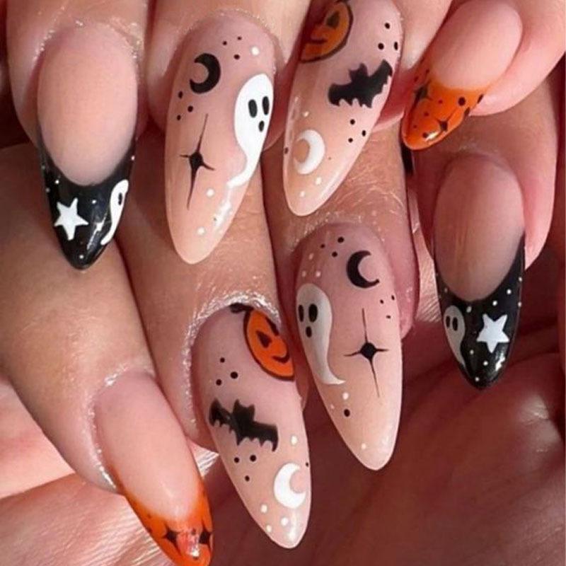 

24PCS Halloween Cat Eye Nail Art Stickers: Exquisite Wearable False Nails