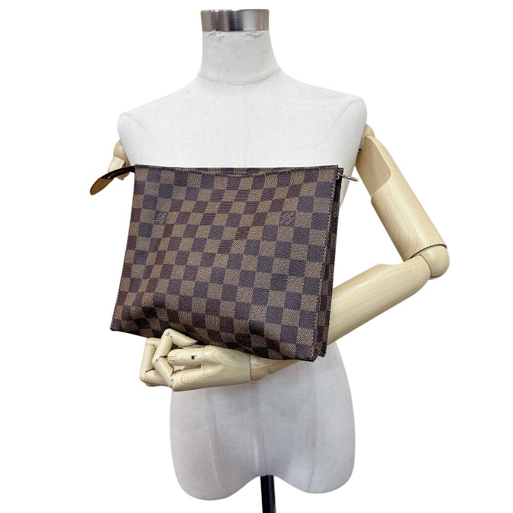 LOUIS VUITTON business bag Cosmetics Pouch Damier PVC coated canvas Poche Toilette 26 Limited Edition Clutch bag Brown PVC coated canvas Used