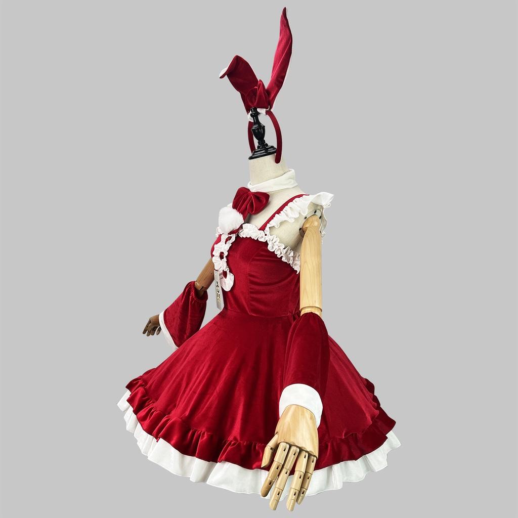 5xl Women's Breathable Polyester Christmas Sexy Maid Outfit Cosplay Bow Lolita