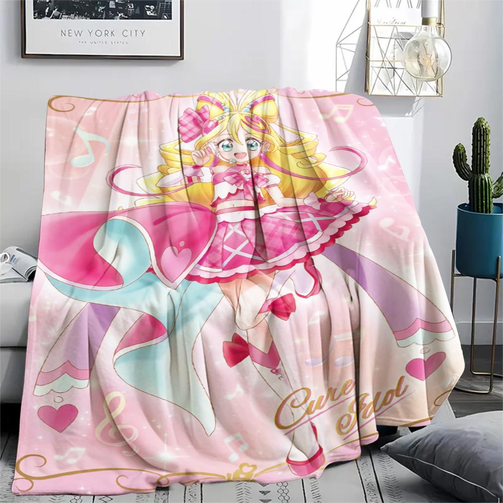 1PC Pretty Cure Print Flannel Blanket, High quality Comfortable for All Seasons, Home Decor, Warmth and Comfort, Perfect for Christmas Gifts121