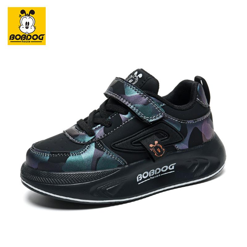 Babu Bean Classmate Boys Shoes Spring and Autumn New Leather Surface Waterproof Casual Board Shoes Girls Shock Absorption Children's Sports Shoes