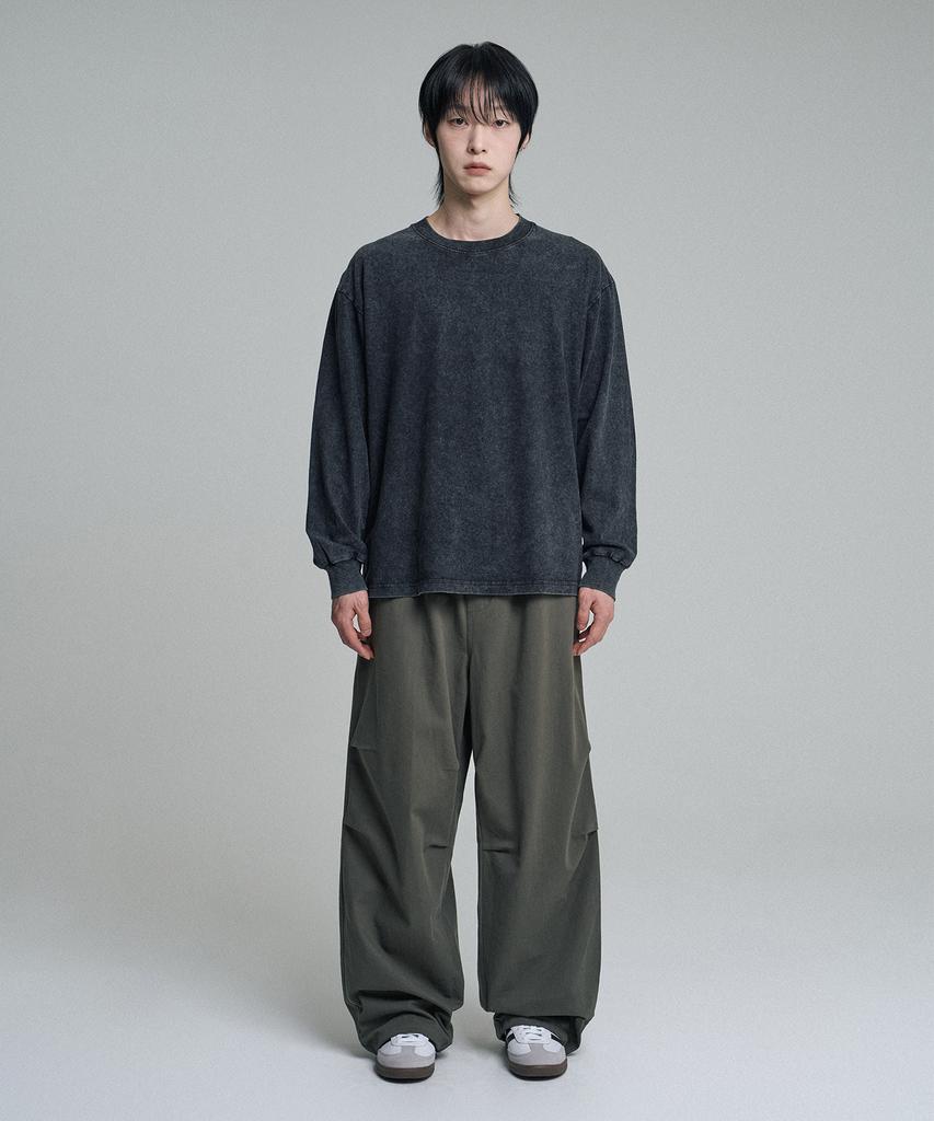 Mubeun Parachute Wide Elastic Pants Khaki