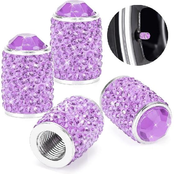 Bling Tire Valve Caps, 4 Pack Handmade Crystal Rhinestone Tire Caps Universal Bling Car Accessories for Women Dustproof Bling Valve Stem Caps Cover