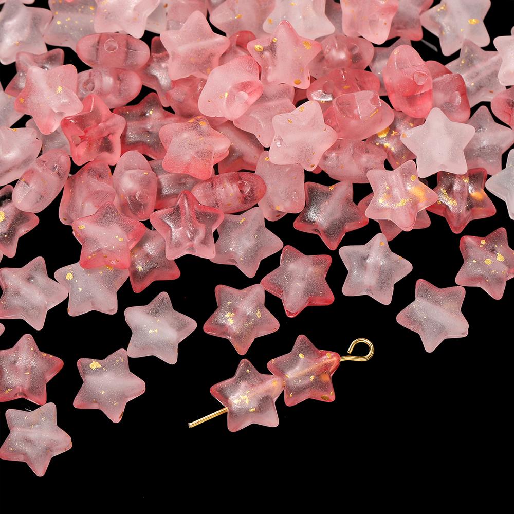 50pcs Acrylic Colorful Beads Star Shaped Spacer Beads for DIY Necklaces Bracelets Keychains Earrings Jewelry Making Accessories