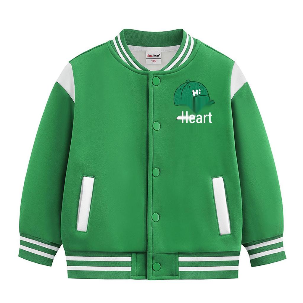 2026 Boys' Korean Style Velvet Baseball Jacket - Autumn/Winter Casual Top