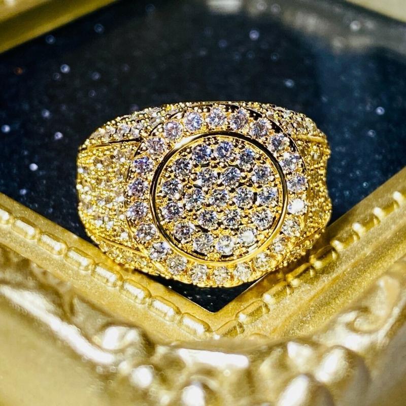 Premium Iced Out Square Wide Zirconia Ring Luxurious Stylish Design For Women and Men Gold/CopperPlated Ring Trend Jewelry