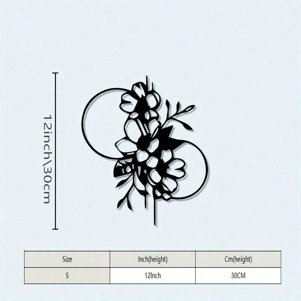 Vintage Floral Metal Wall Art Black White Modern Iron Sculpture Living Room Home Decor Gift