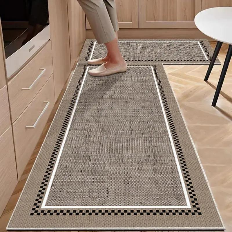 Pvc Kitchen Carpet Non-slip Oil-proof Rug Waterproof Leather Floor Mat Modern Long Strip Carpets Alfombra De Cocina